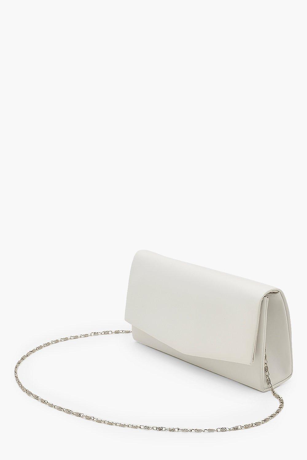 White clutch bag store with silver chain