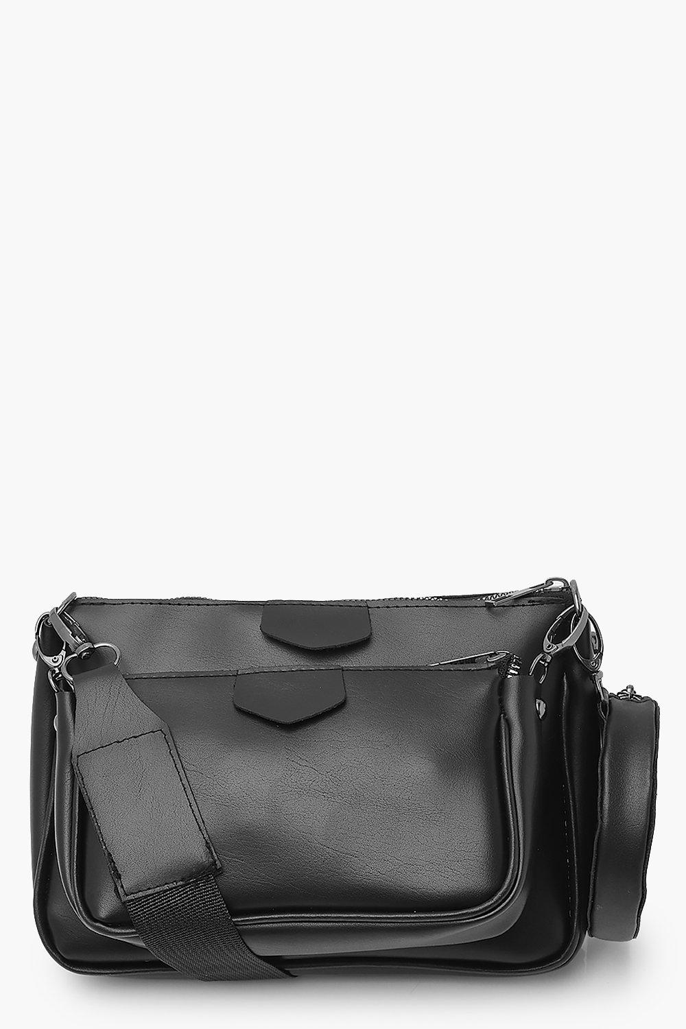 Faux Leather Multi Pocket Crossbody Bag