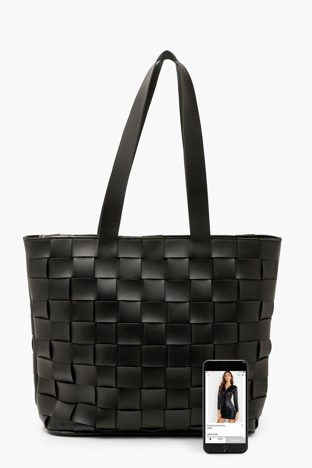 Black tote store bag boohoo