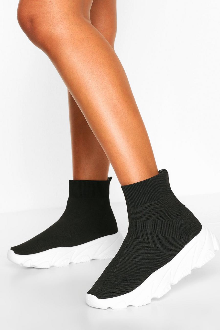 Chunky Sole Sock Trainers, Black image number 1