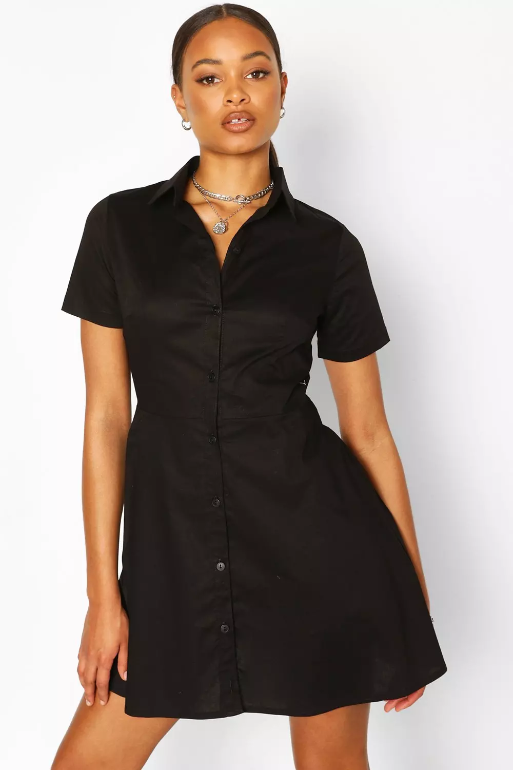 Black skater 2025 shirt dress