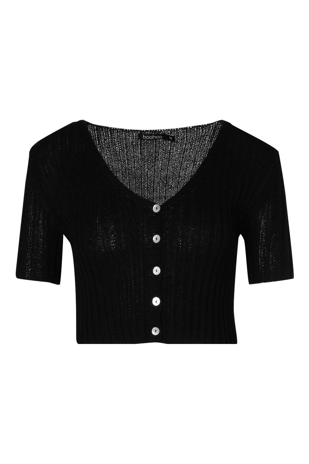 short black cardigan sweater