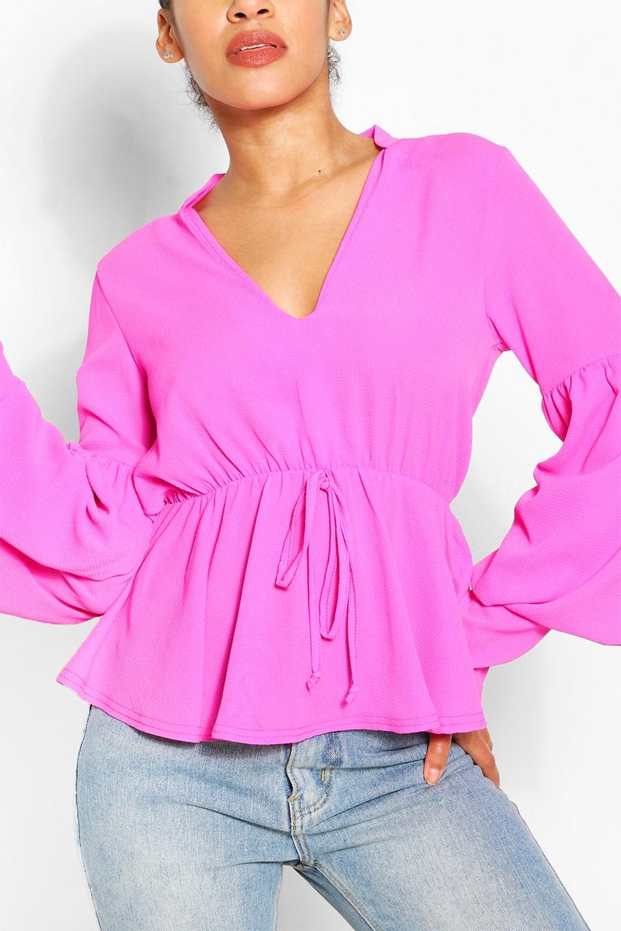 Smock Top With Double Layered Sleeves image number 1