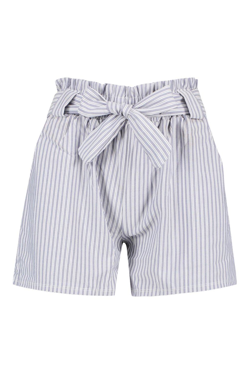 boohoo Pinstripe Tailored Shorts - Blue - Size 4