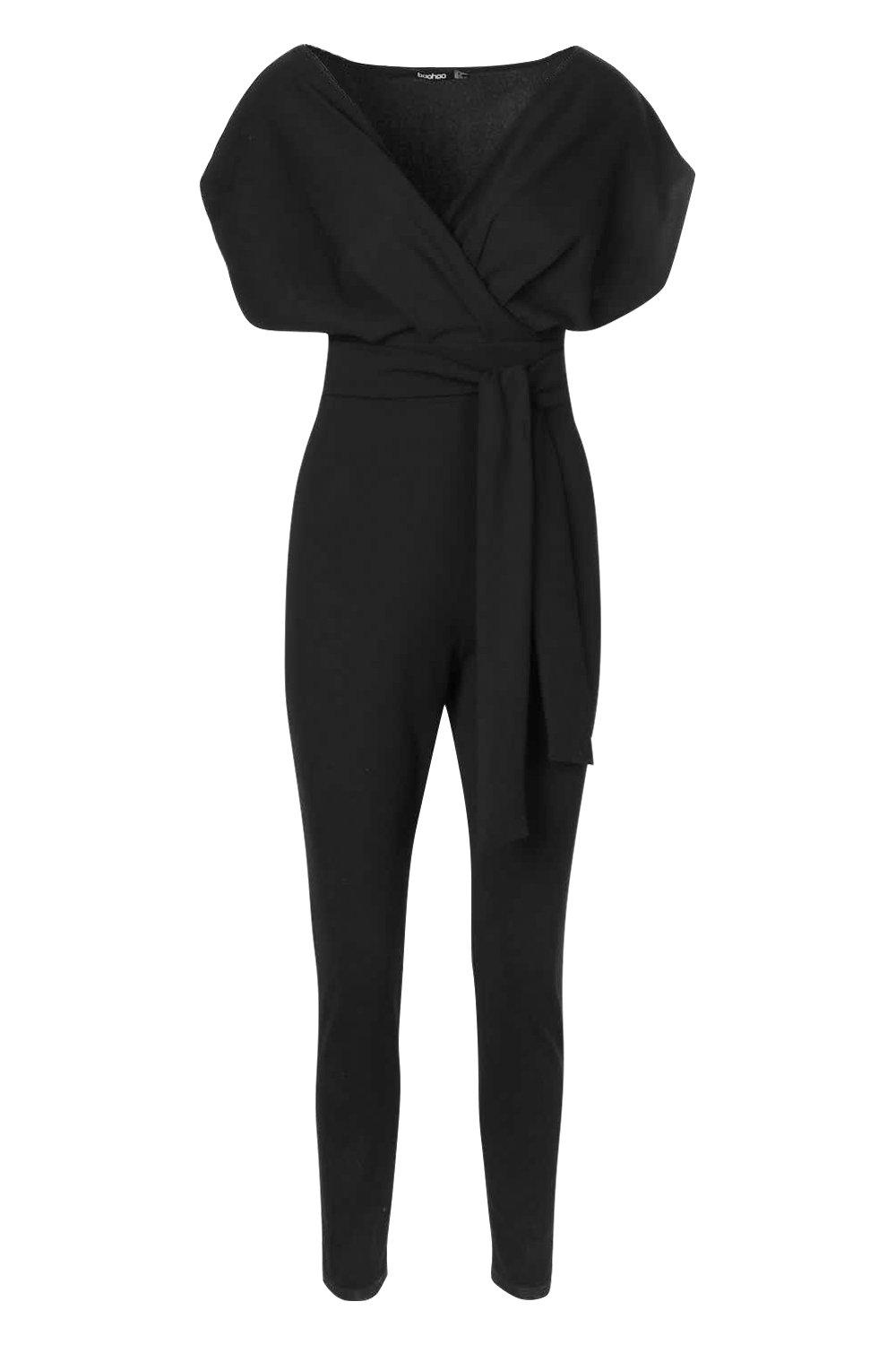 Off the shoulder tie waist jumpsuit on sale