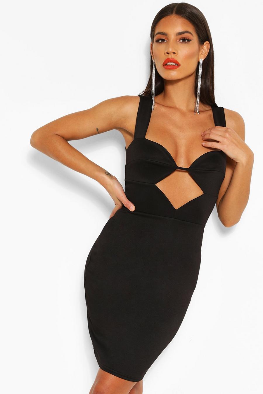 Black Strappy Cut Out Mini Dress image number 1