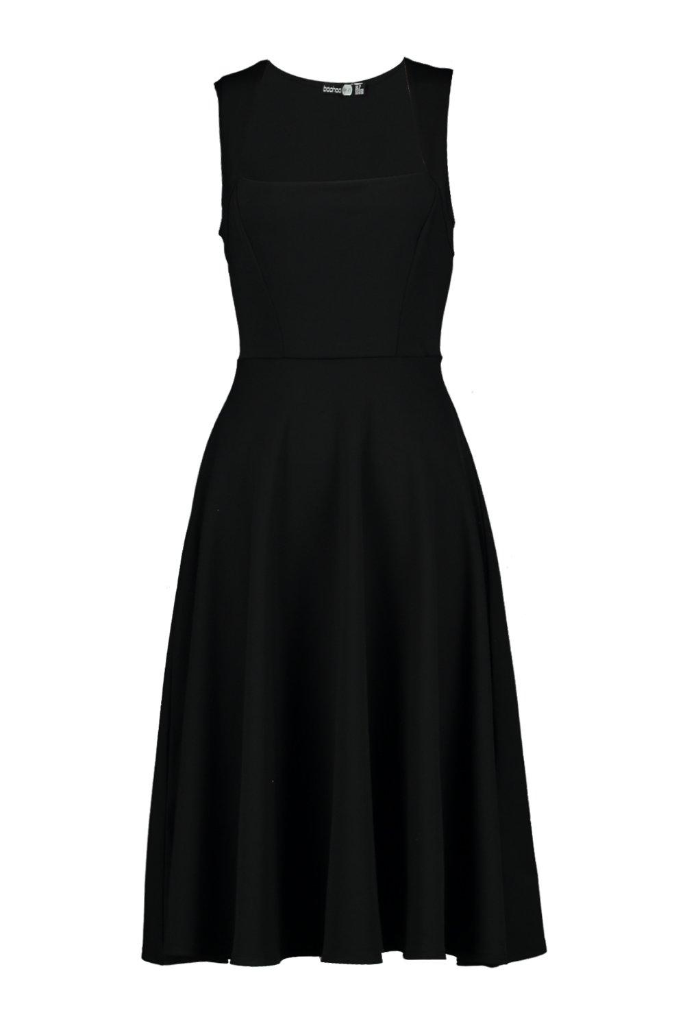 Square Neck Midi Skater Dress