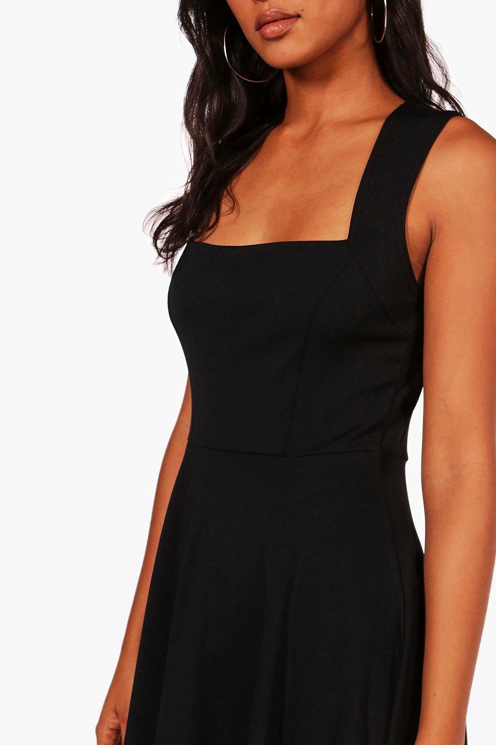 square neck midi skater dress