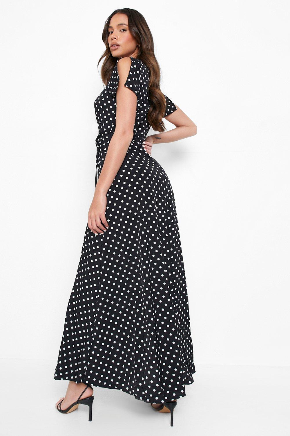 Robe longue cache coeur pois boohoo FR