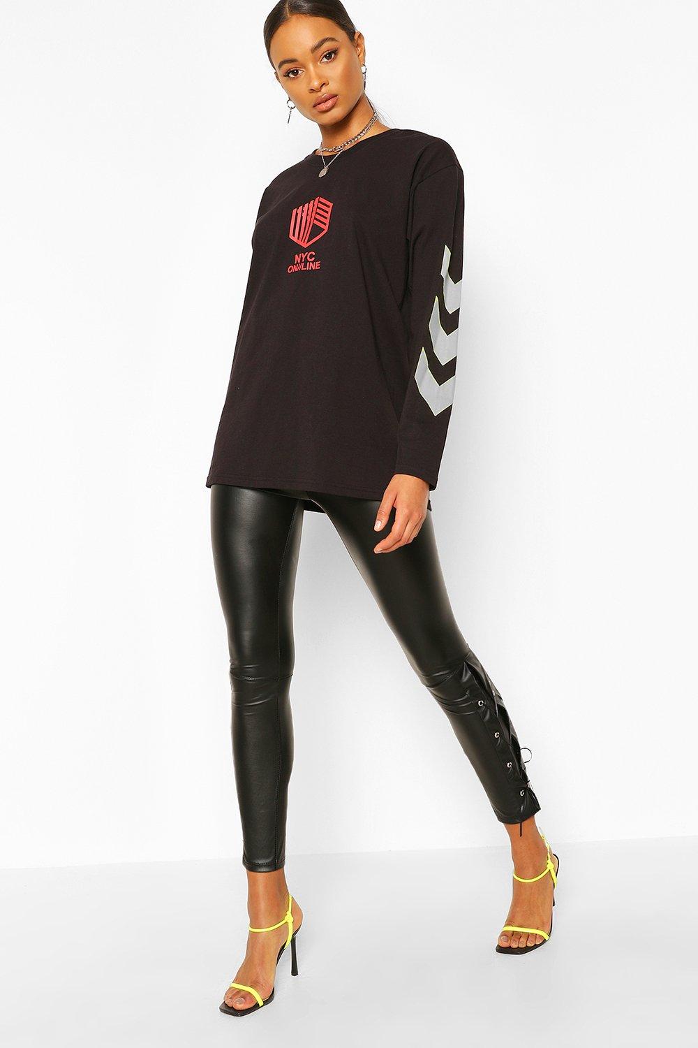 Contour Seam Faux Leather Leggings