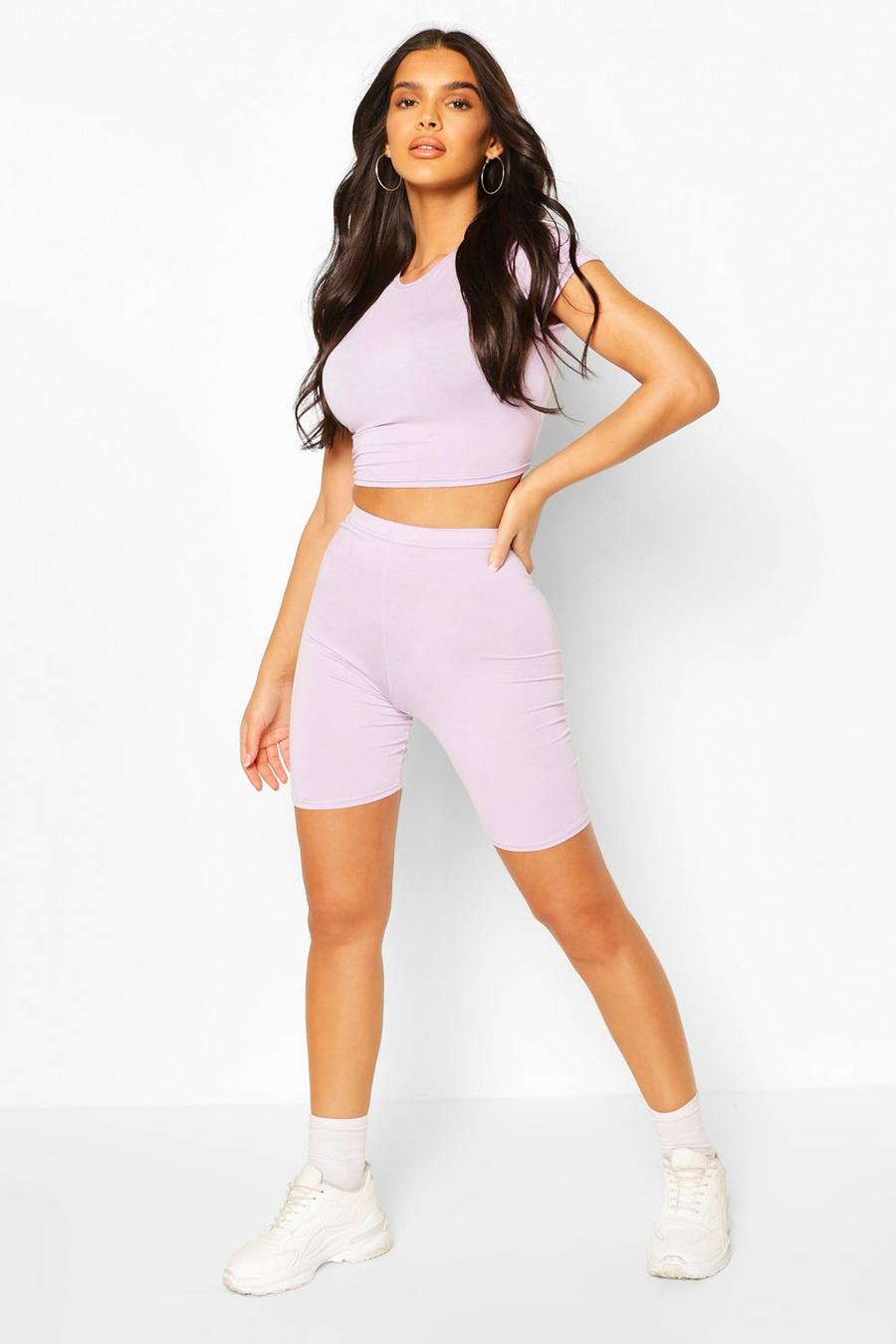 Lilac High Waist Cycling Shorts image number 1