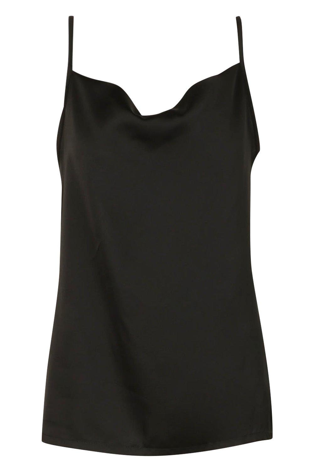 BLACK SILVER LINING COWL NECK CAMI – L'ABEYE