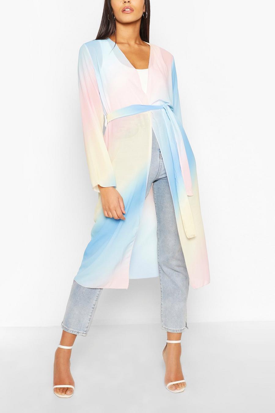 Pastellfarbener Maxi-Kimono mit Farbverlauf, Blassrosa image number 1