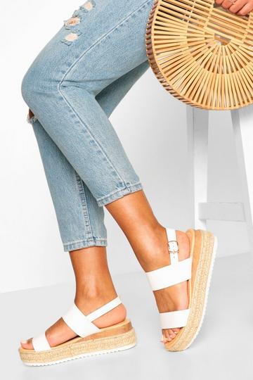 Espadrilles Met Dubbele Bandjes En Plateauzolen white