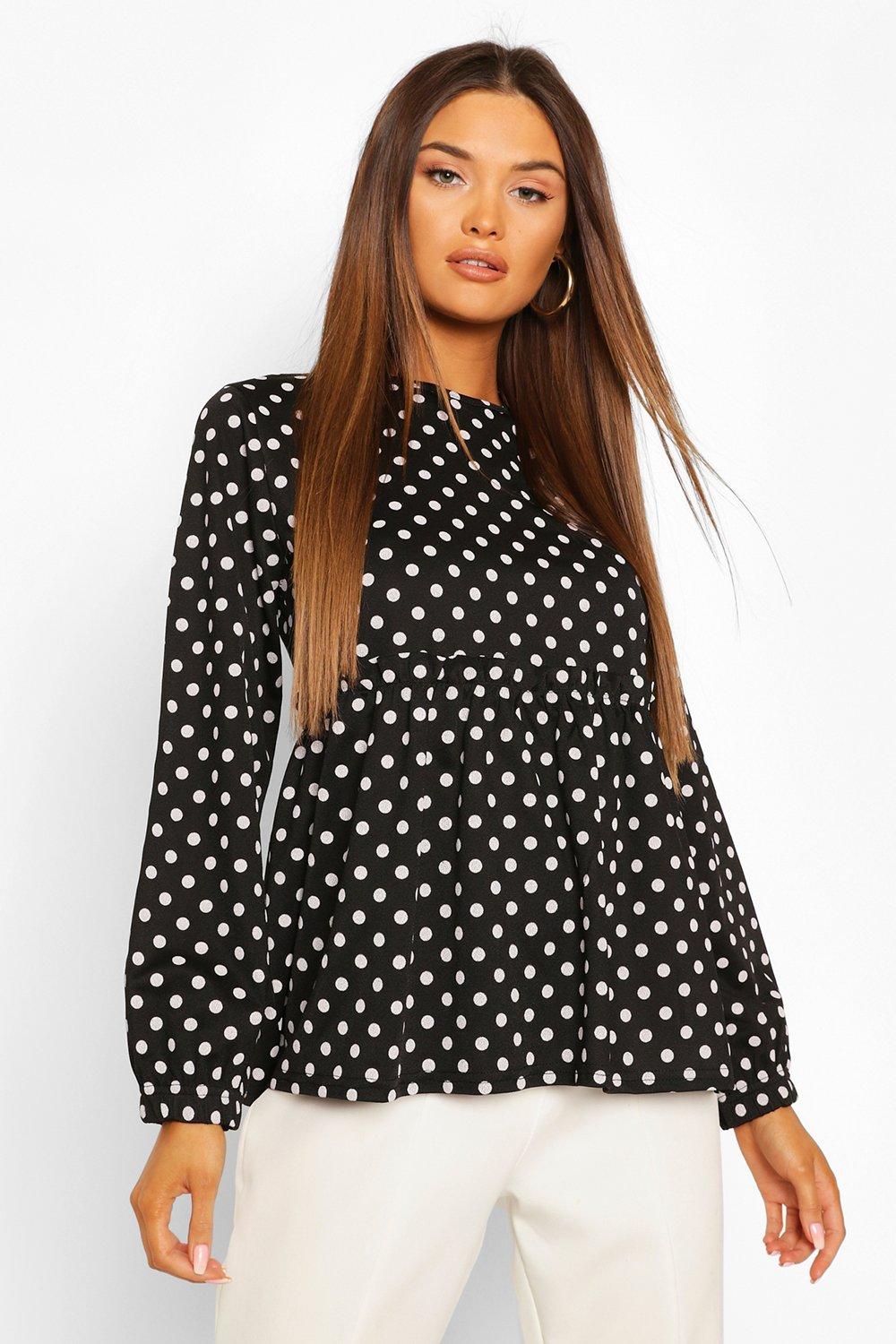 polka dot smock top