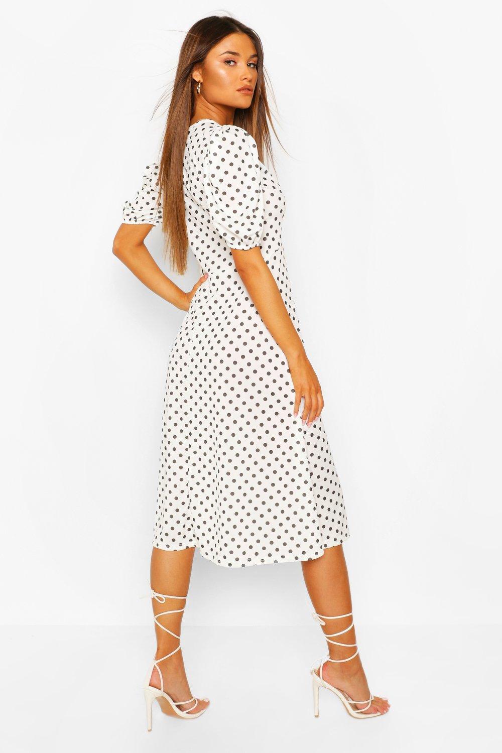 boohoo polka dot midi dress