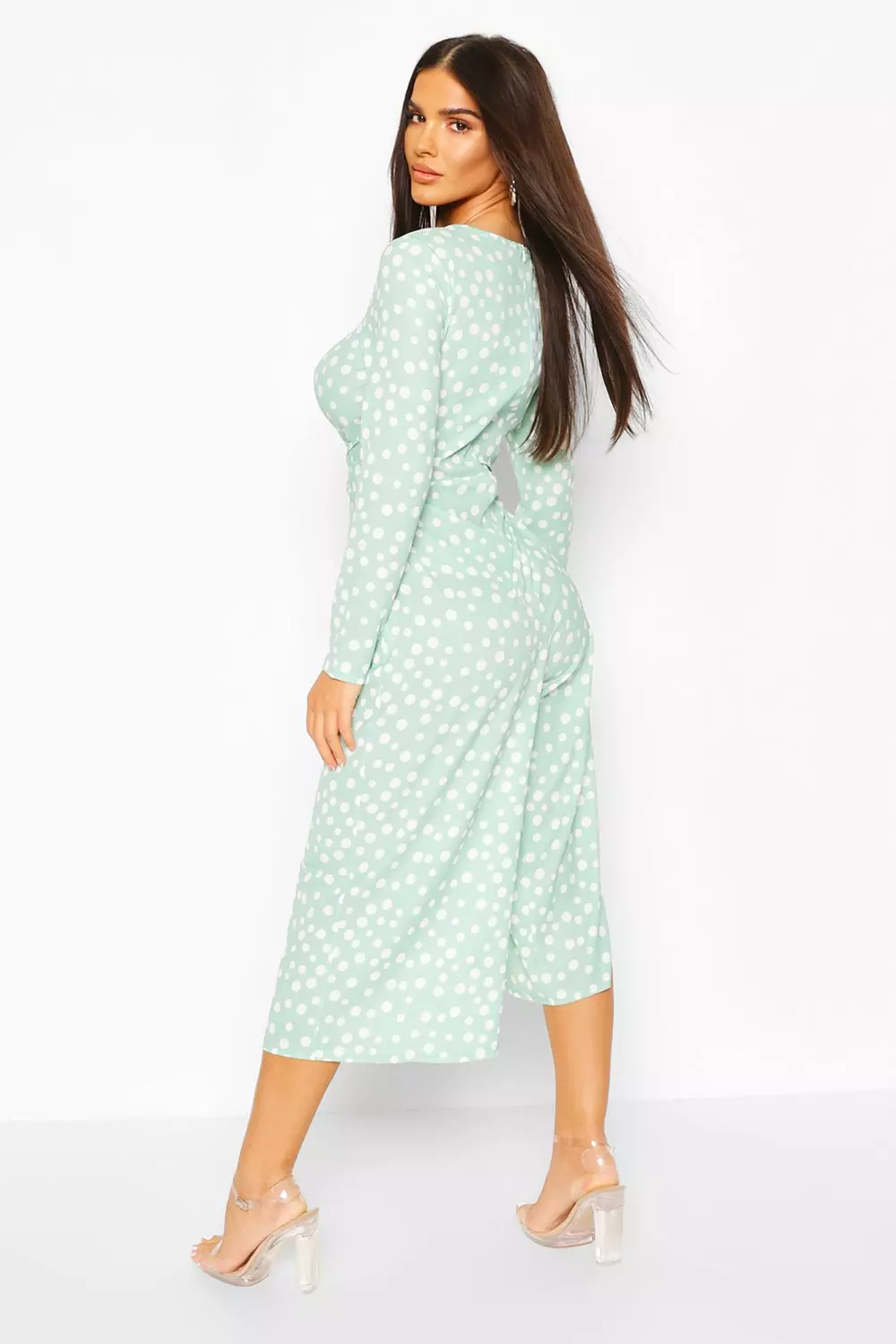 Twist Front Polka Dot Jumpsuit