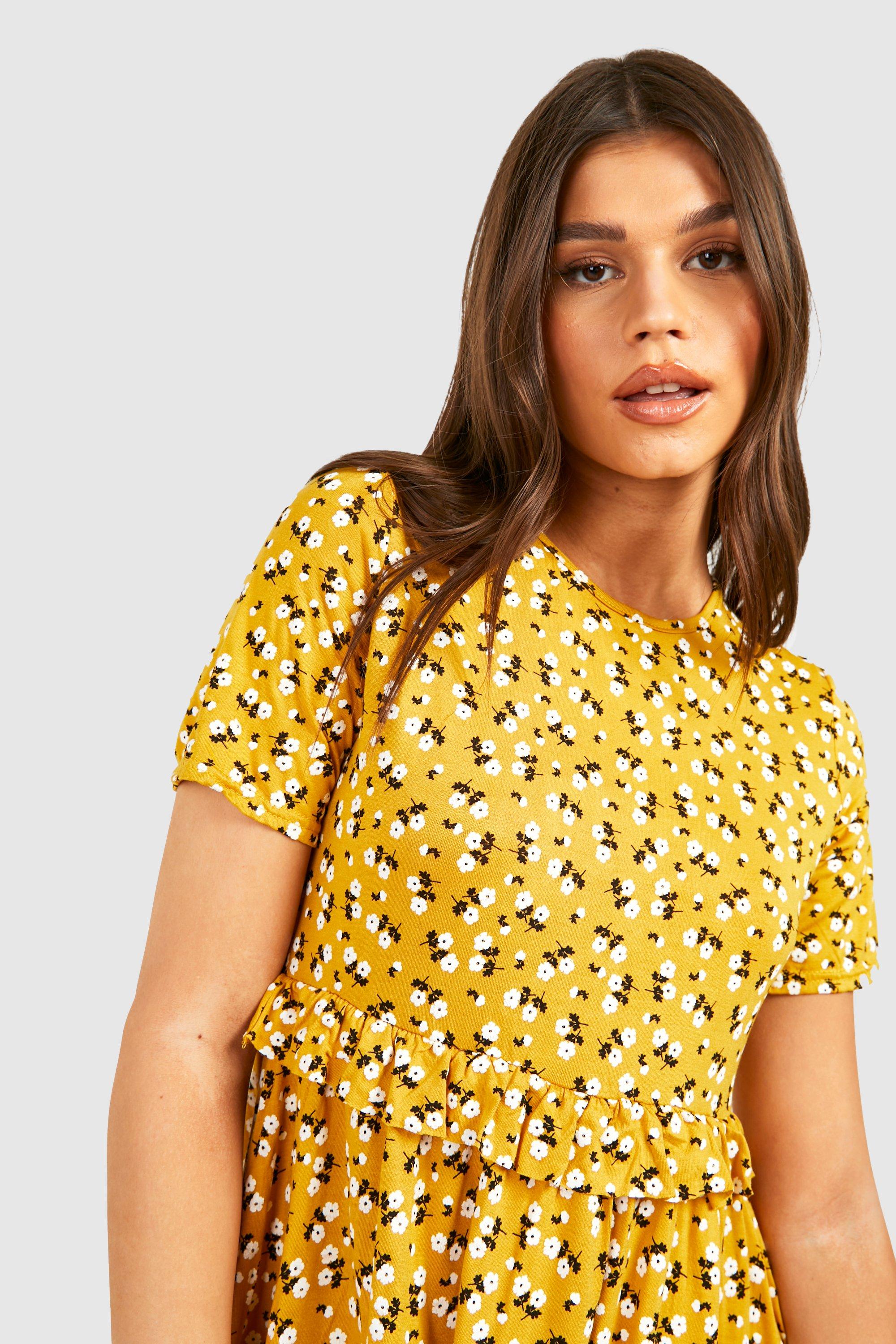 Boohoo mustard dress sale