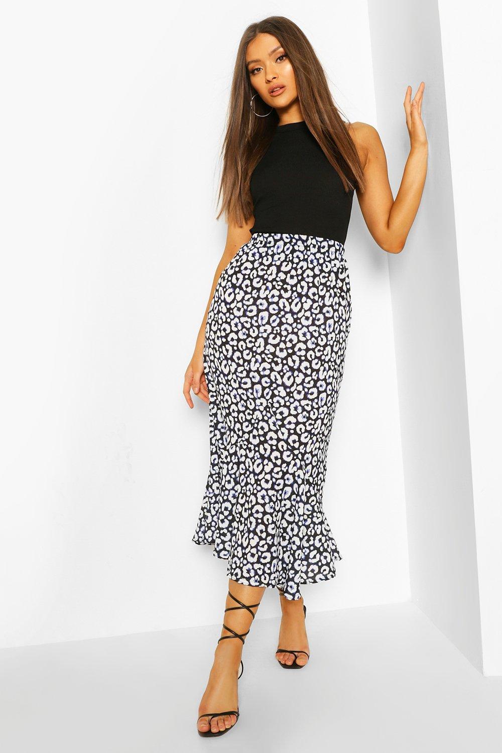 leopard print slip skirt