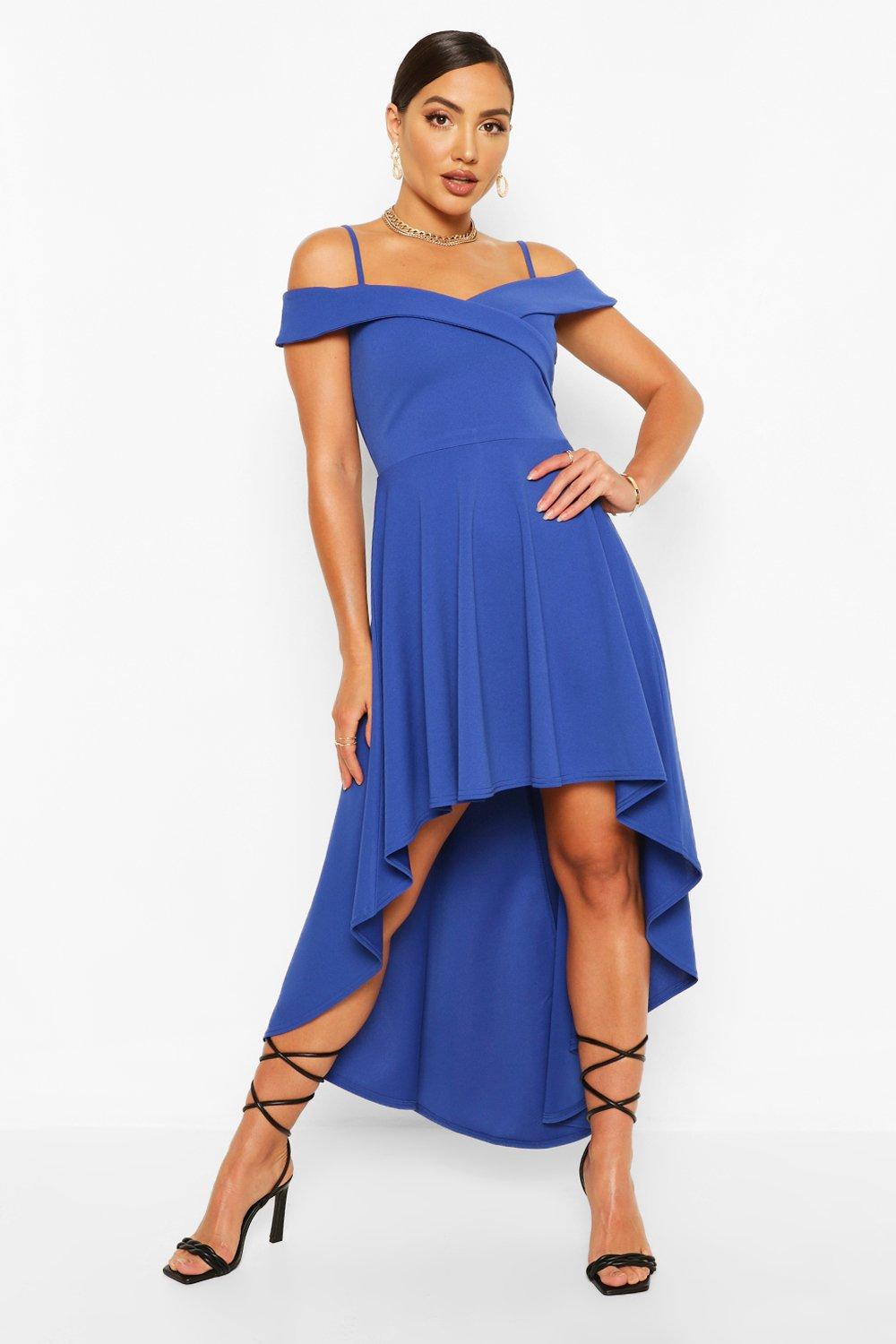 boohoo navy blue dress