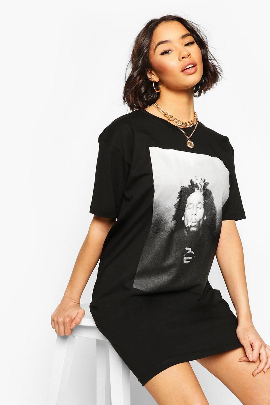 Vestido estilo camiseta con licencia ‘Bob Marley’, Negro image number 1