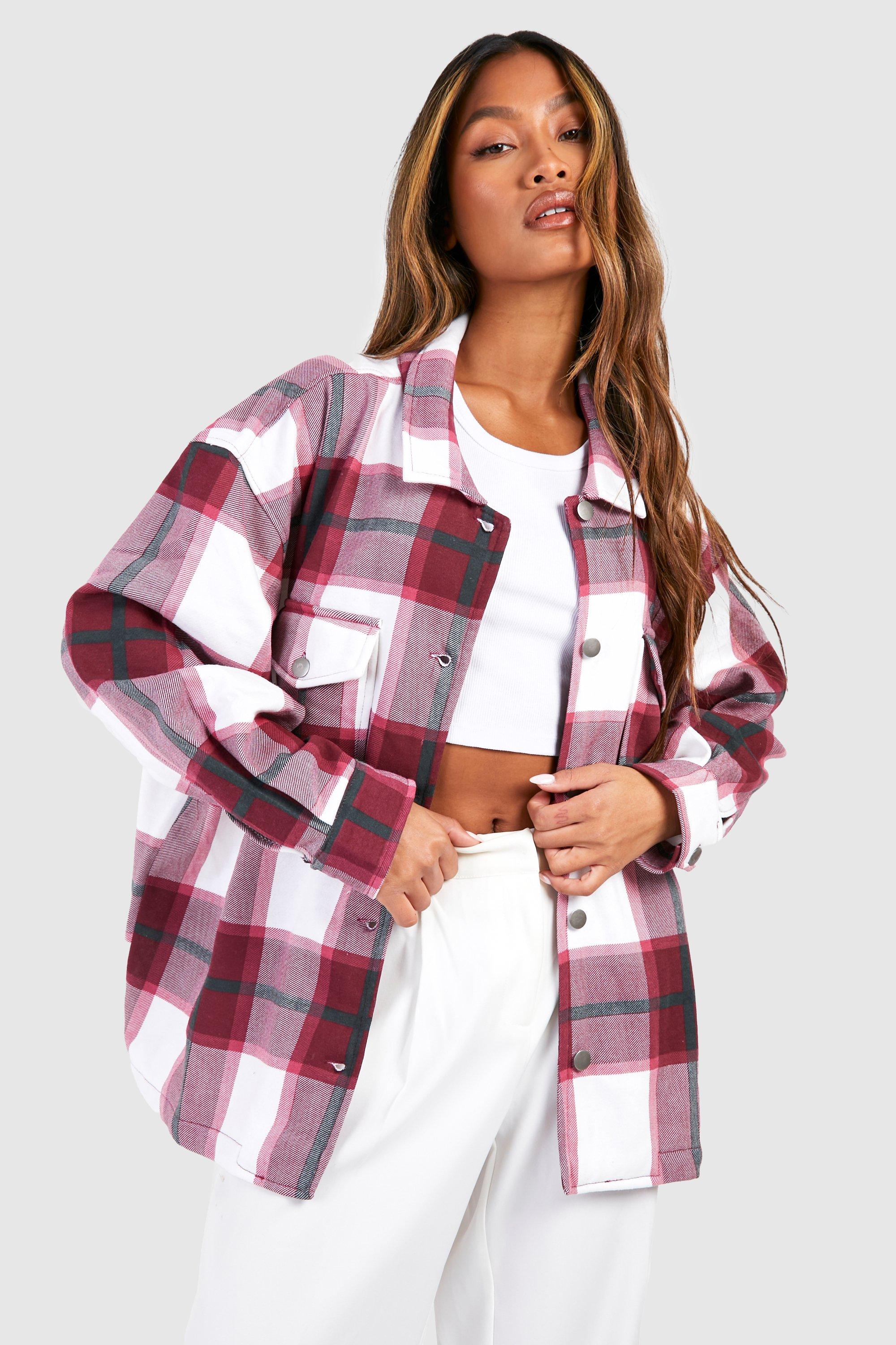 tonal check trucker jacket boohoo