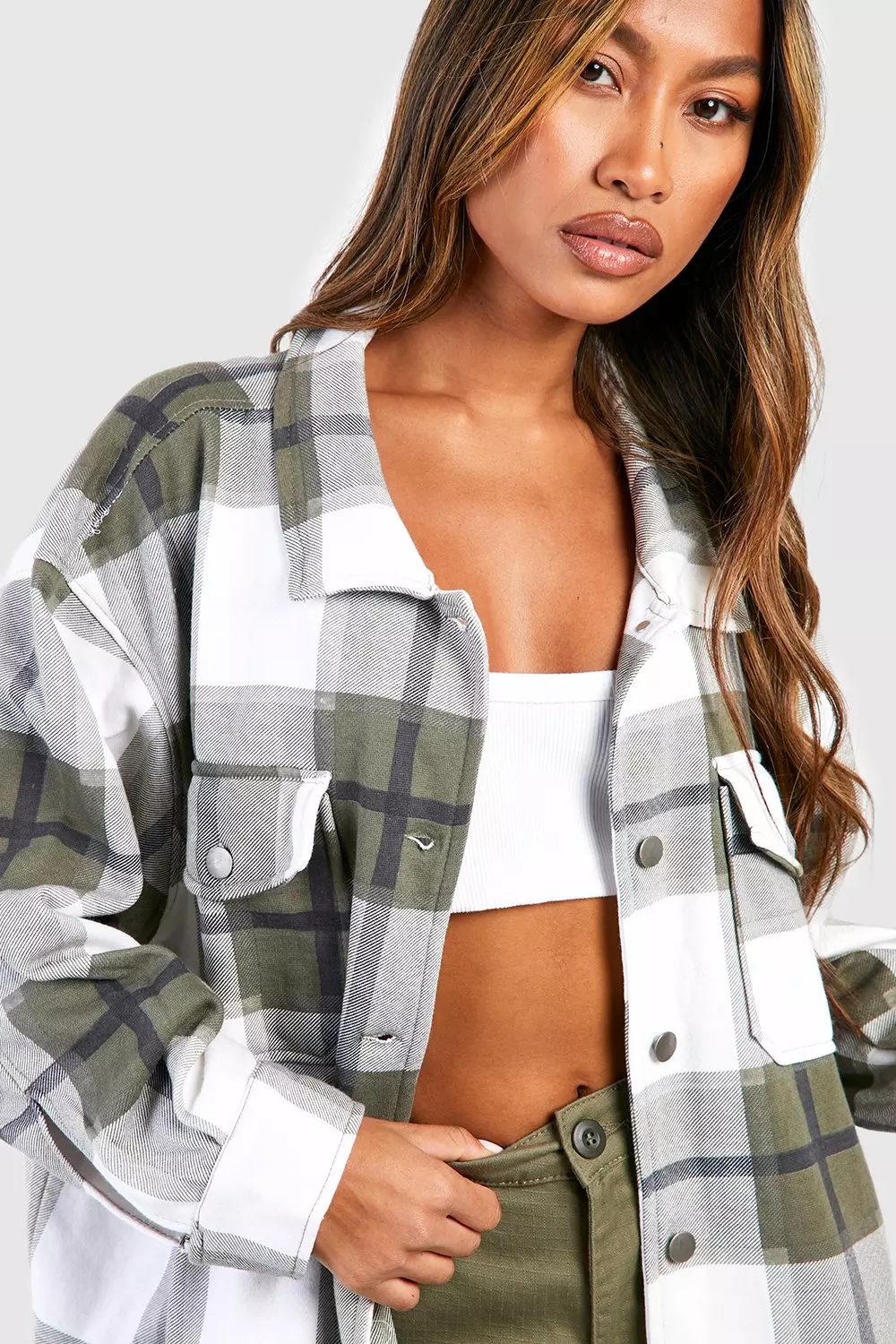 Checked trucker hot sale jacket