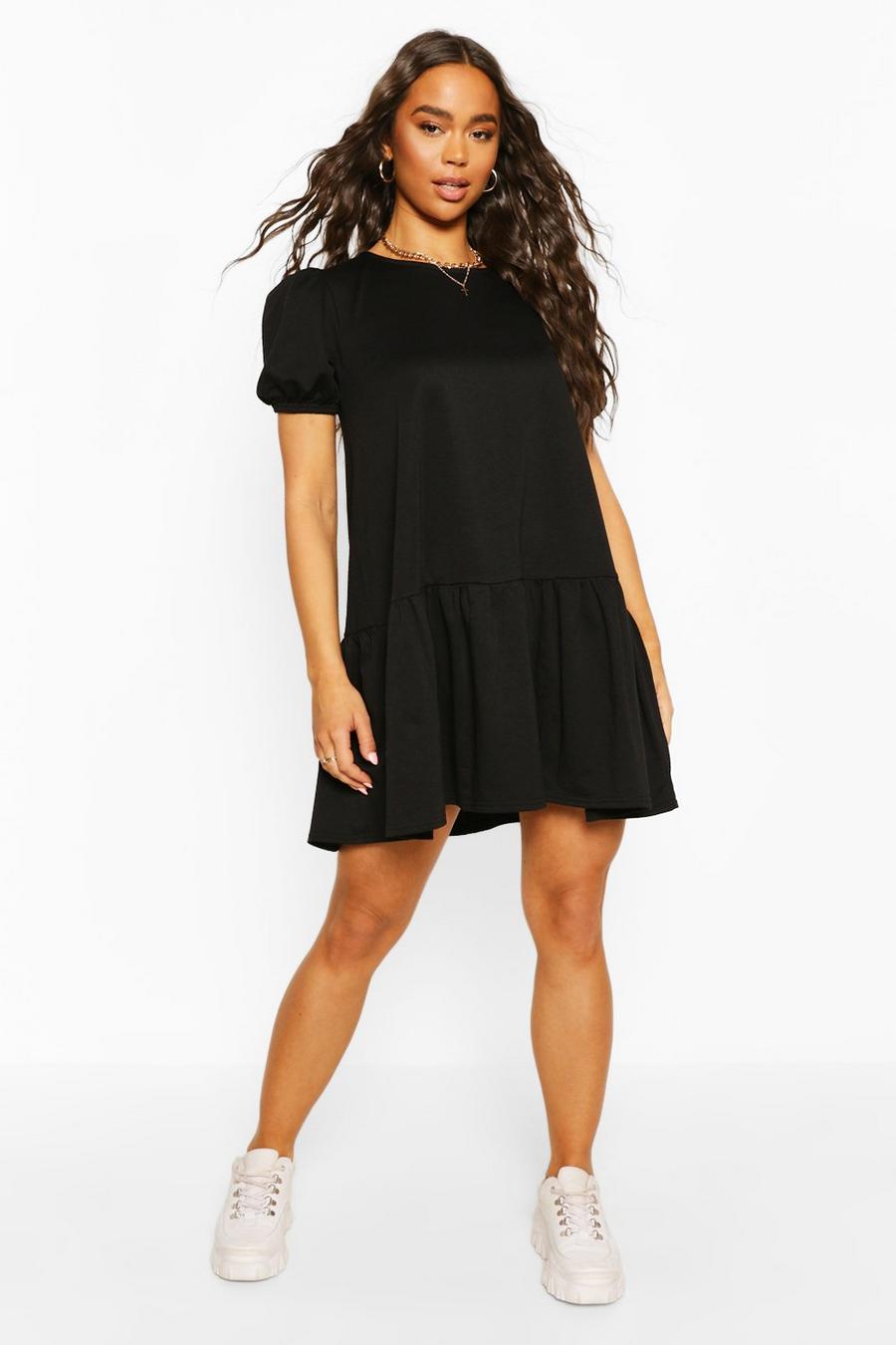 Sweat Smock Dress With Puff Sleeves image number 1