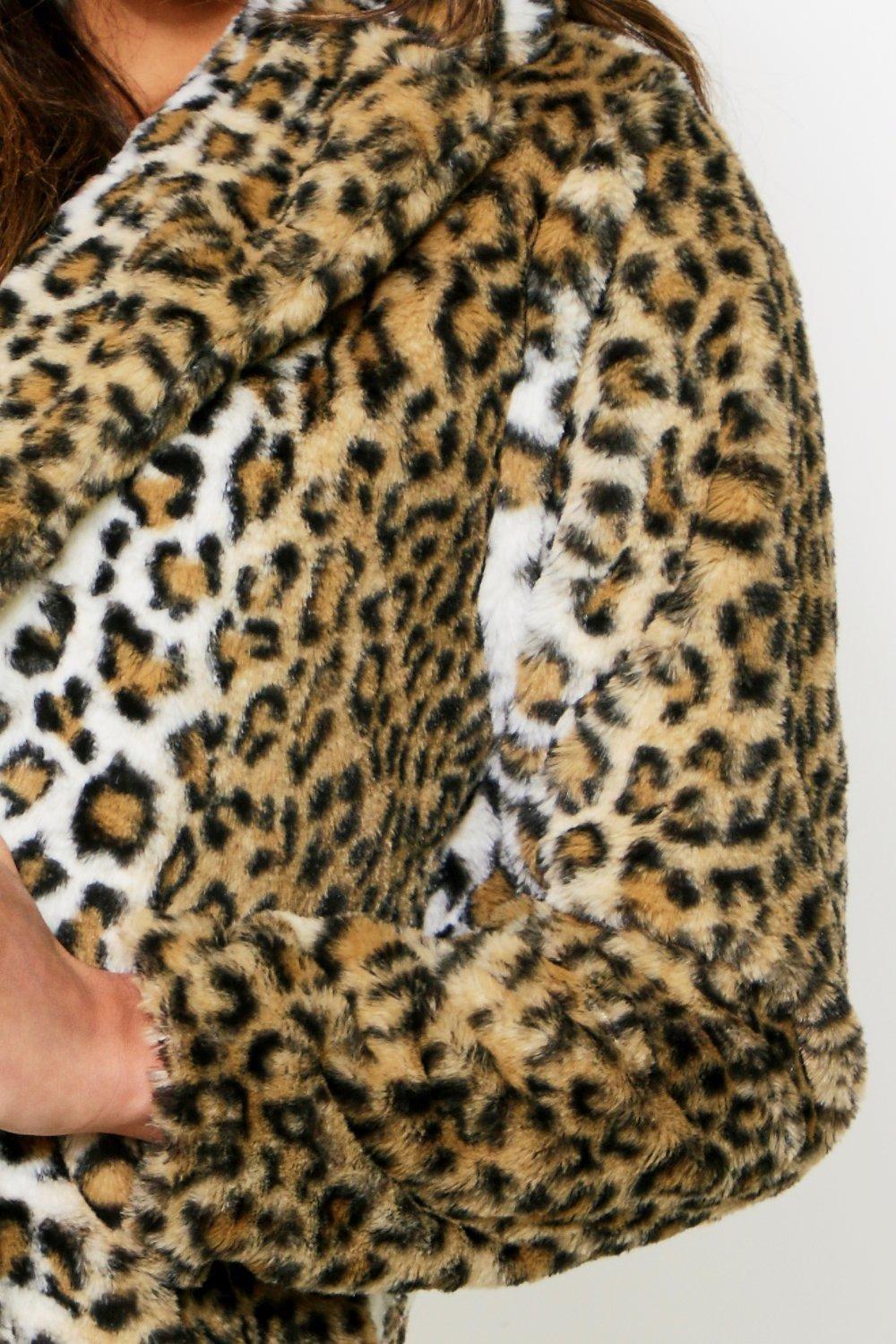 Leopard print hot sale coat boohoo