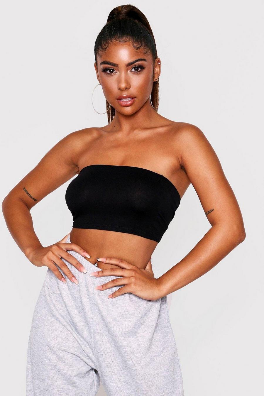 Black Basic Jersey Bandeau Top image number 1