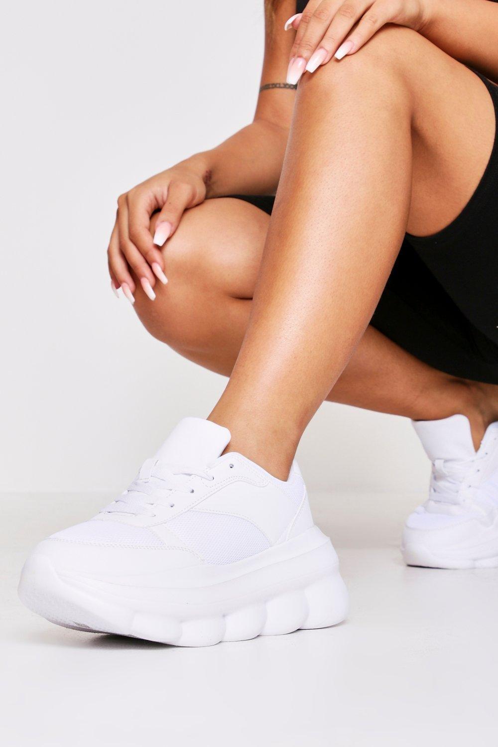 boohoo chunky white trainers