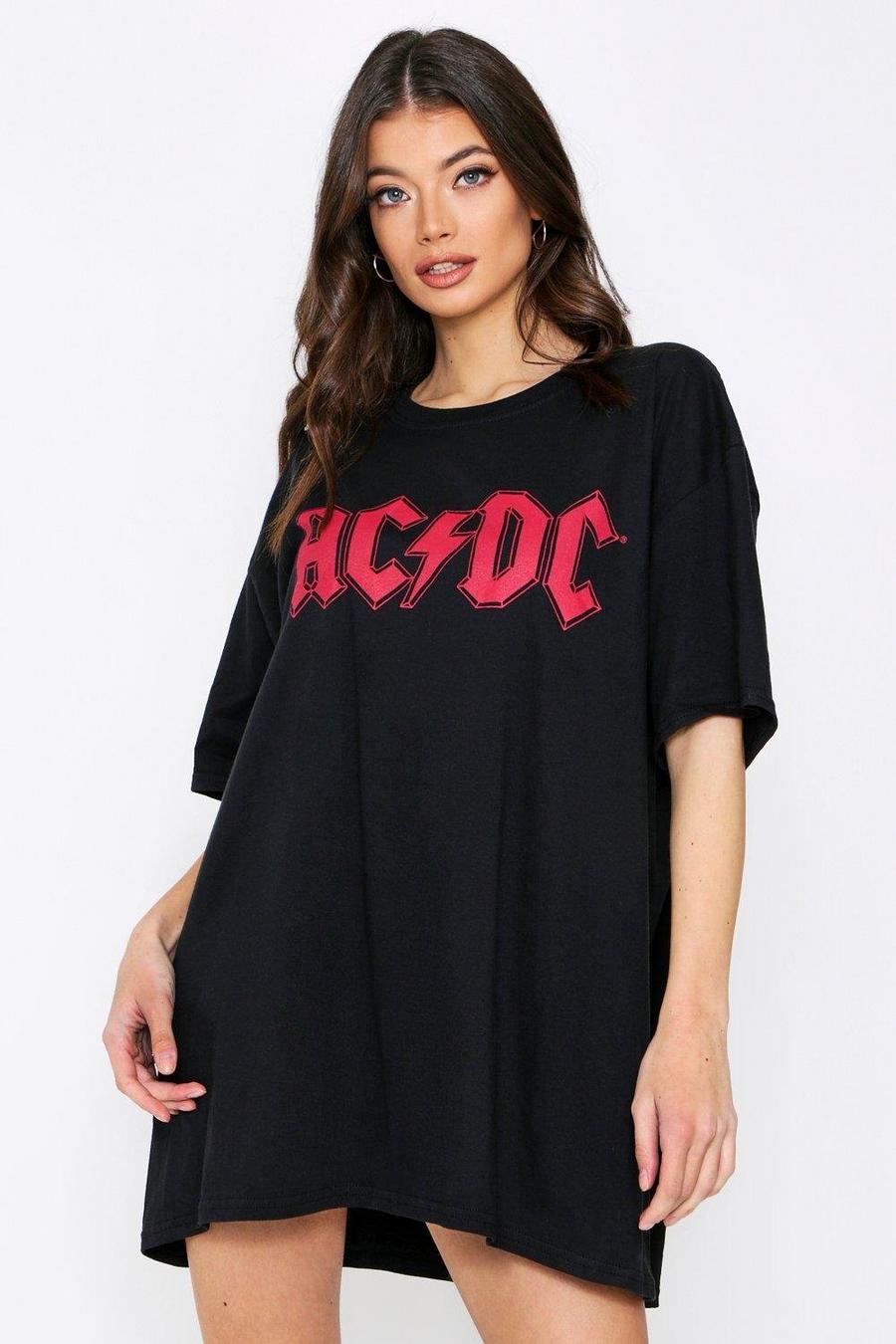 Oversize t-shirtklänning med ACDC-motiv image number 1