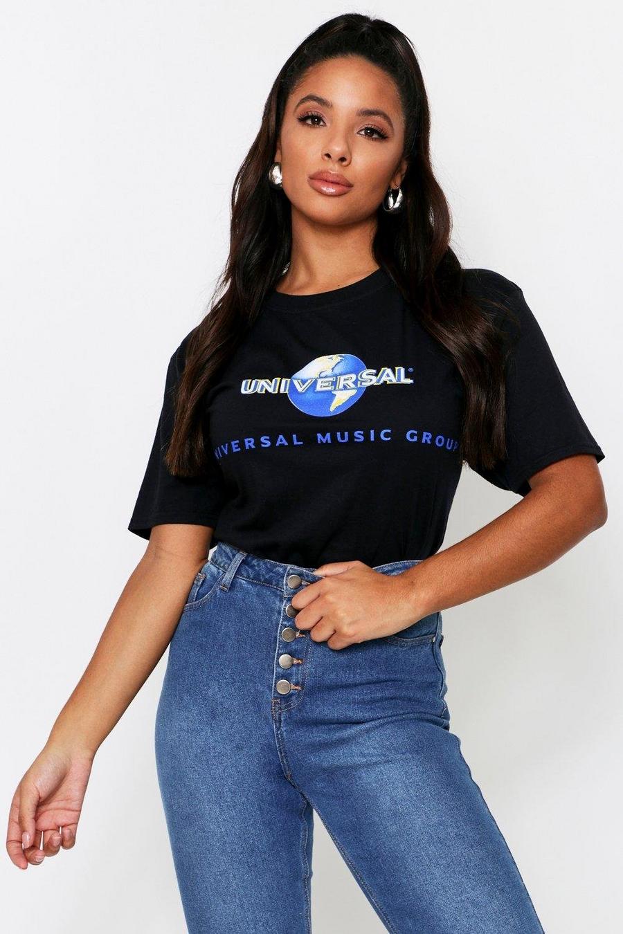 T-Shirt in Übergröße mit lizenziertem „Universal Music“-Print, Schwarz image number 1