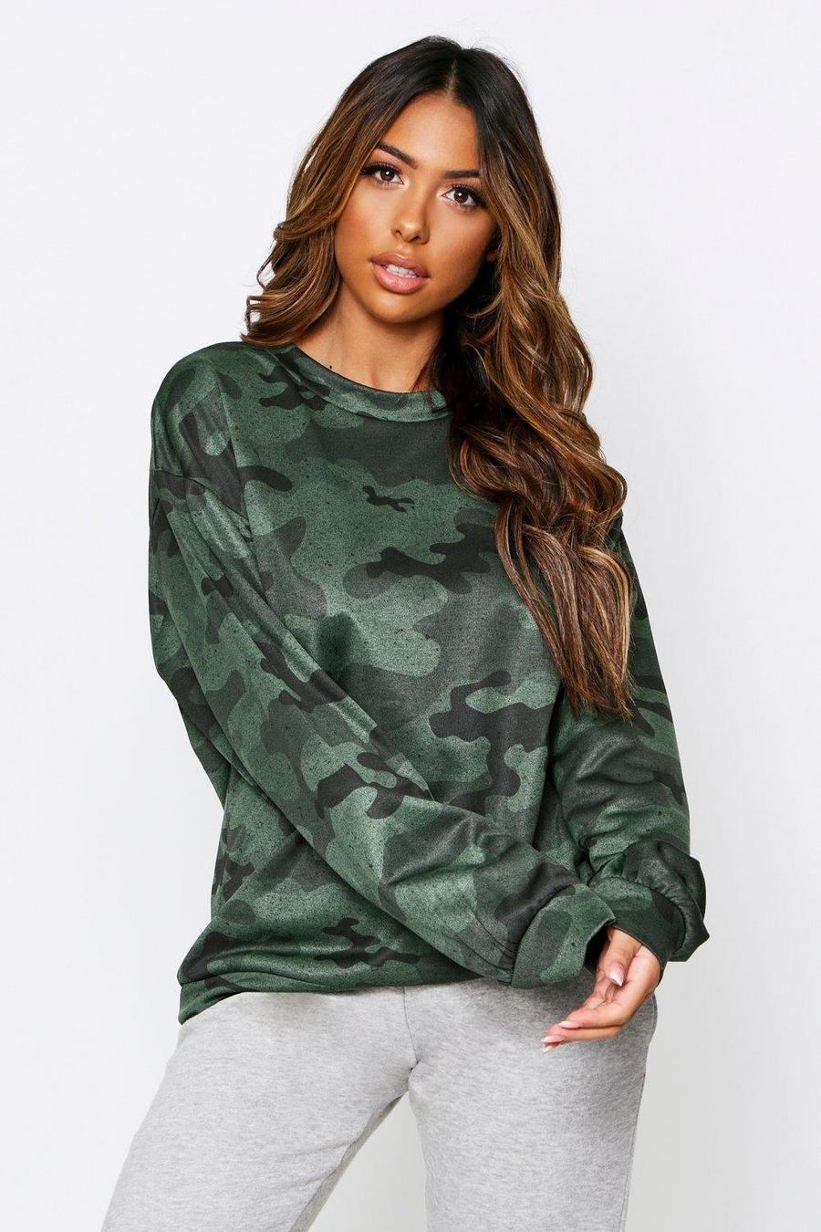 Suéter ancho en camuflaje, Verde gerde image number 1