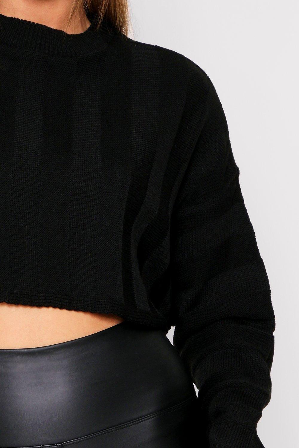 Knitted Cropped Batwing Jumper