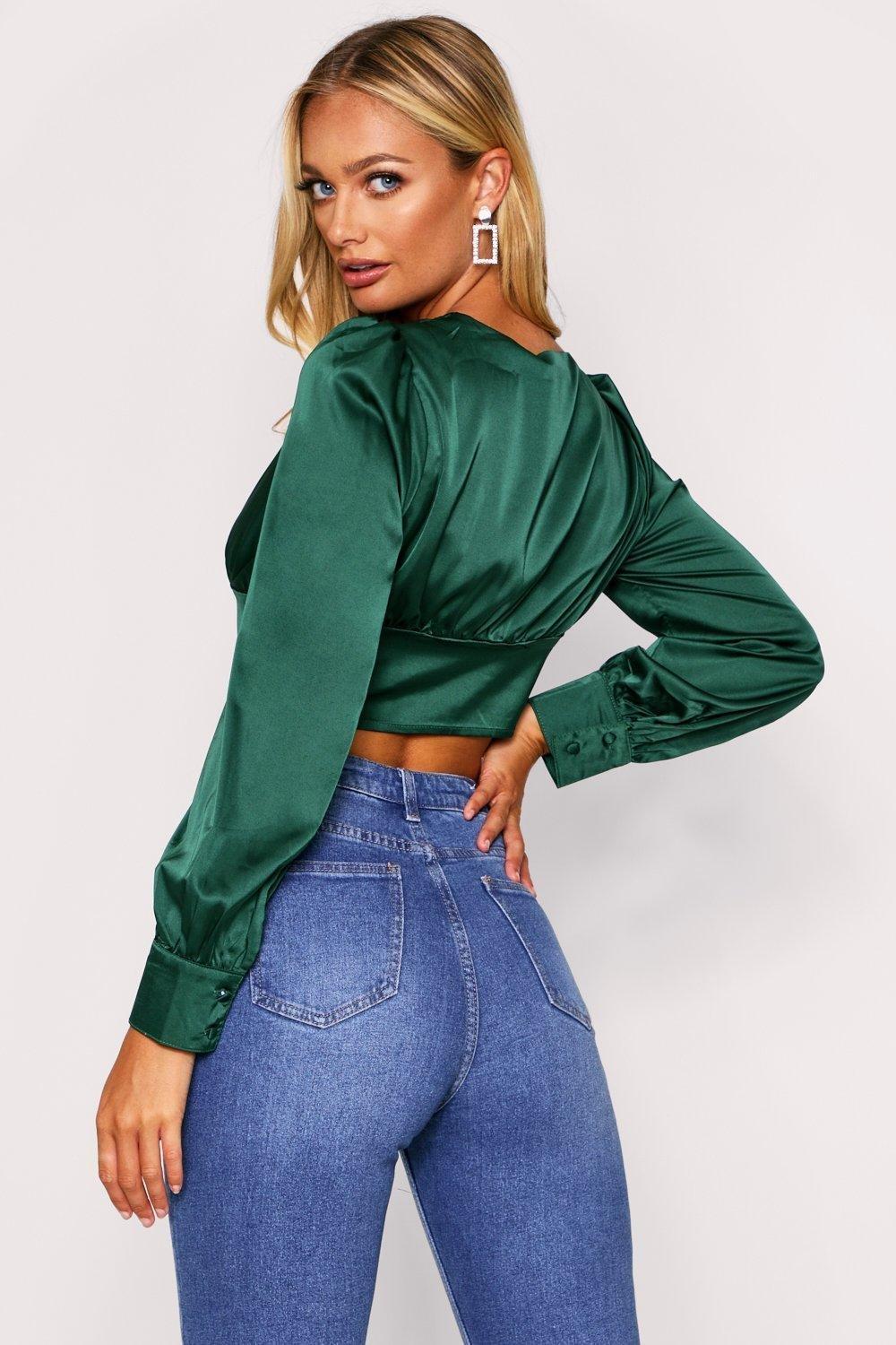 emerald satin top