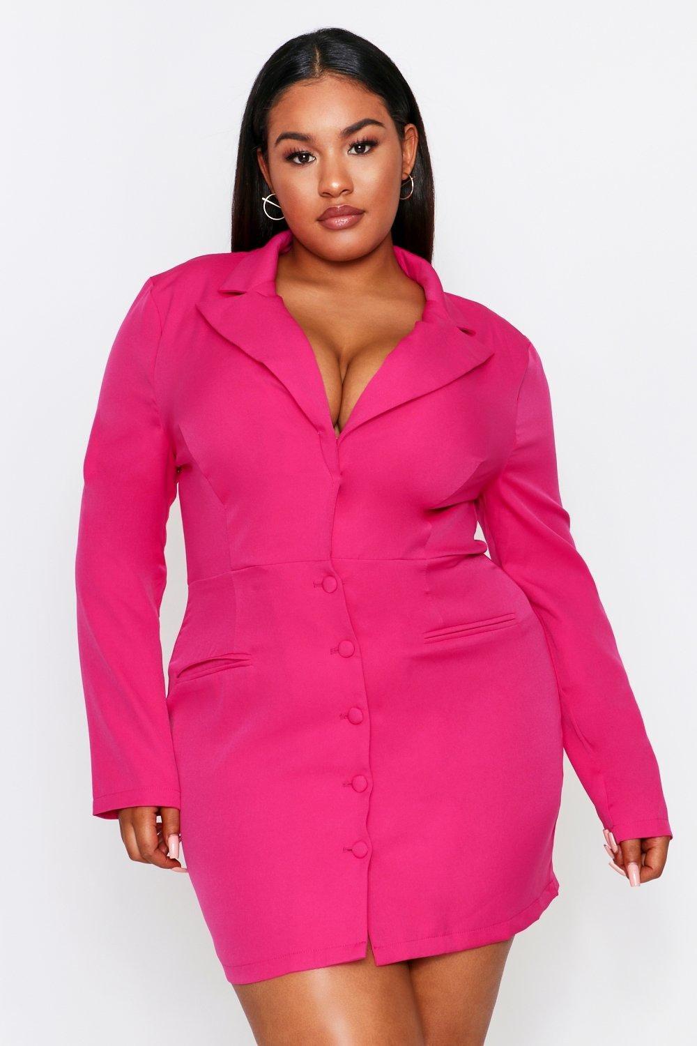 boohoo pink blazer dress