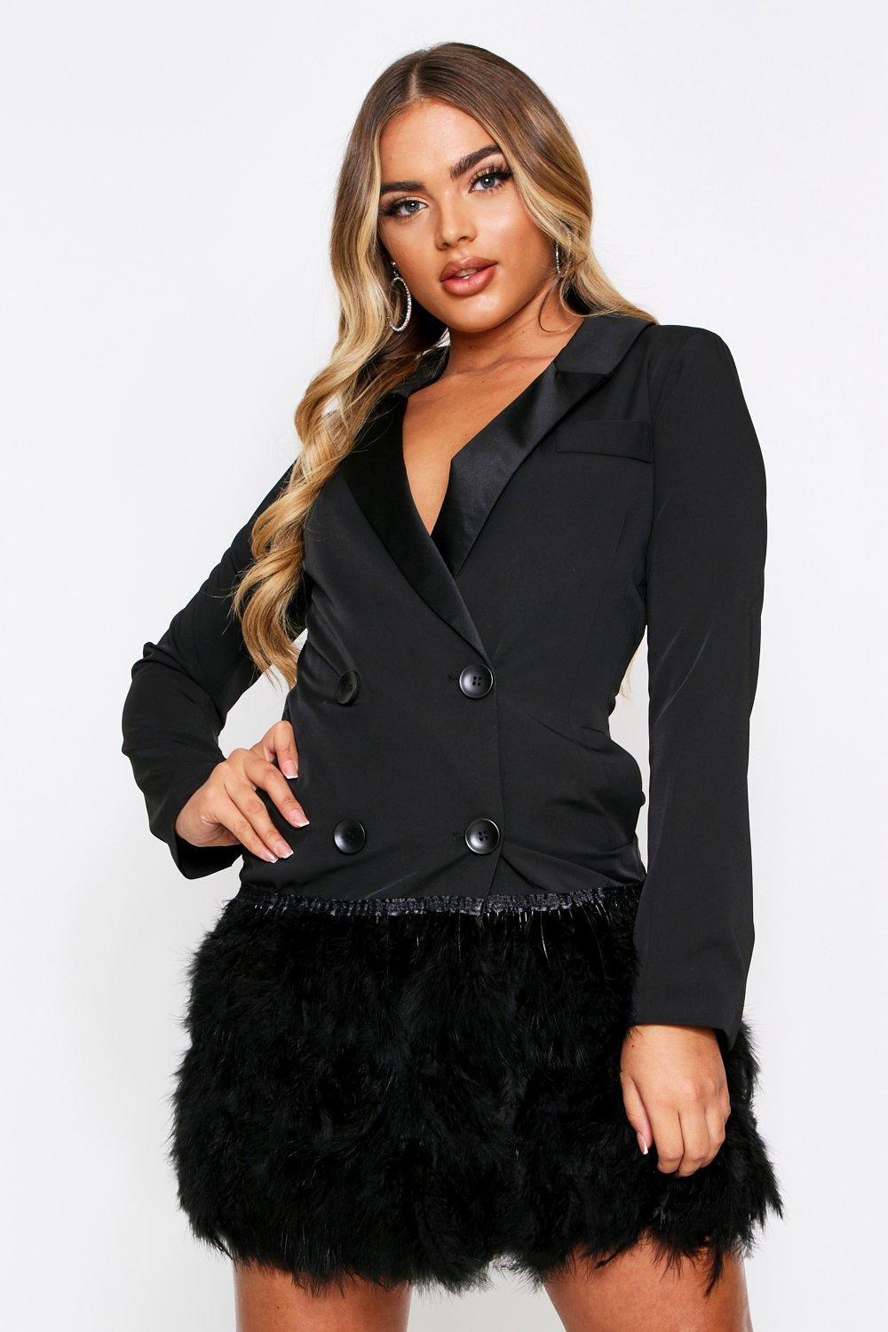 feather blazer dress