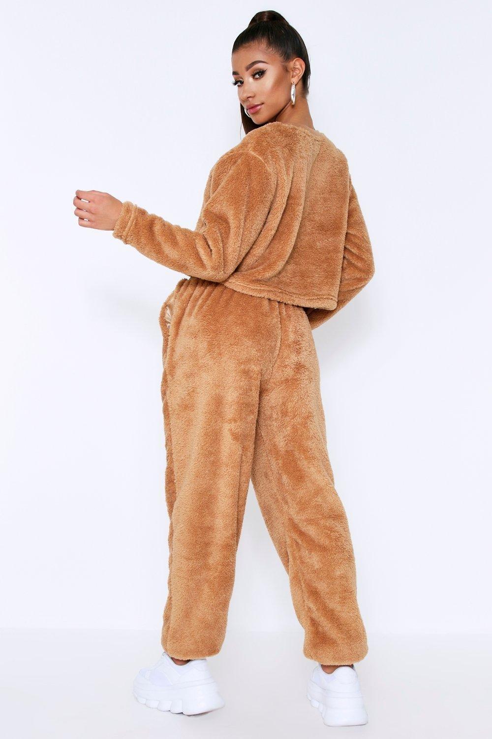 Camel teddy joggers sale