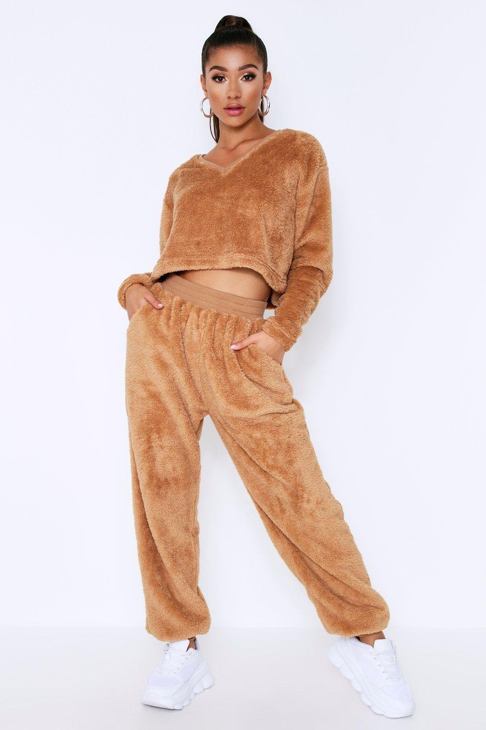 teddy fleece joggers