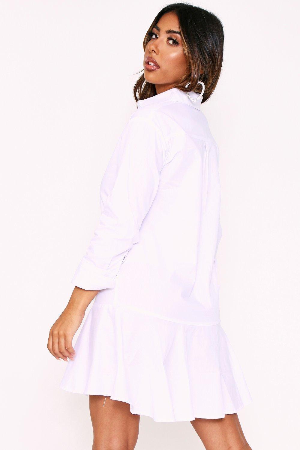 white frill shirt dress