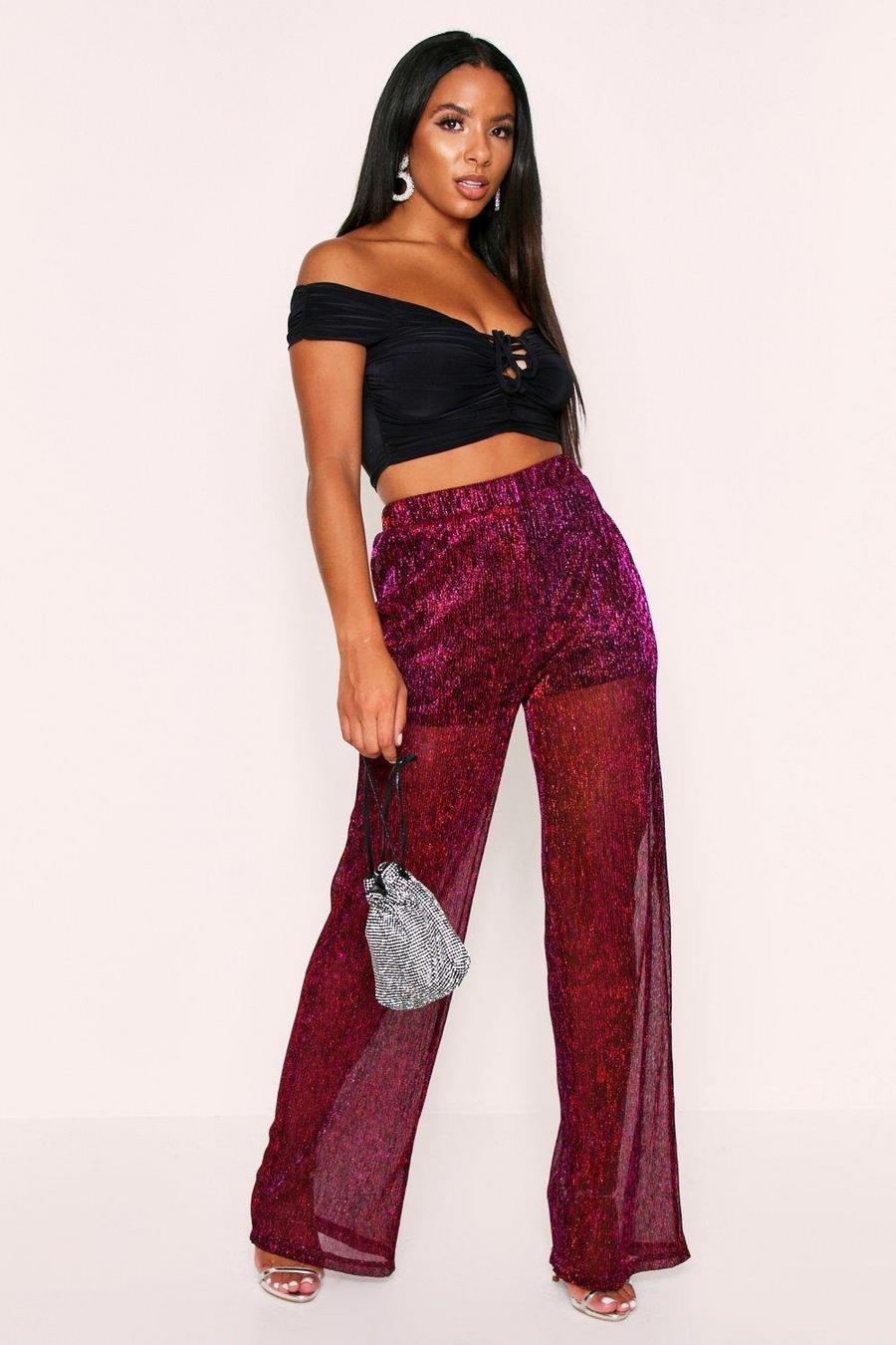 Glitter Pleated Wide Leg Trouser image number 1
