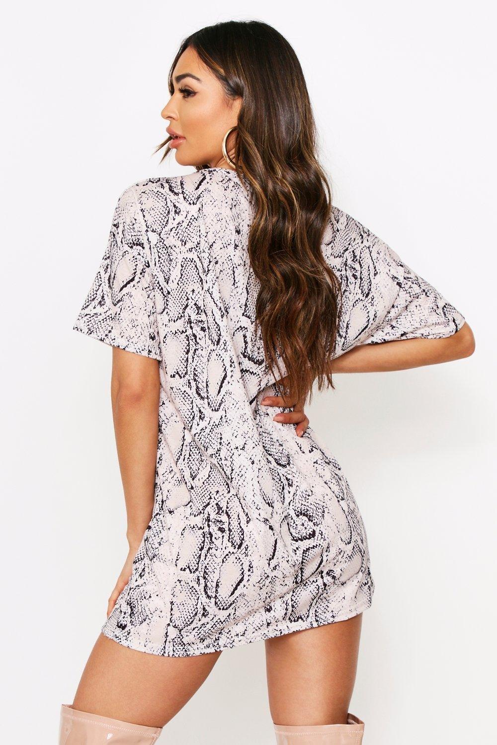 Oversized snake print 2025 shirt dress