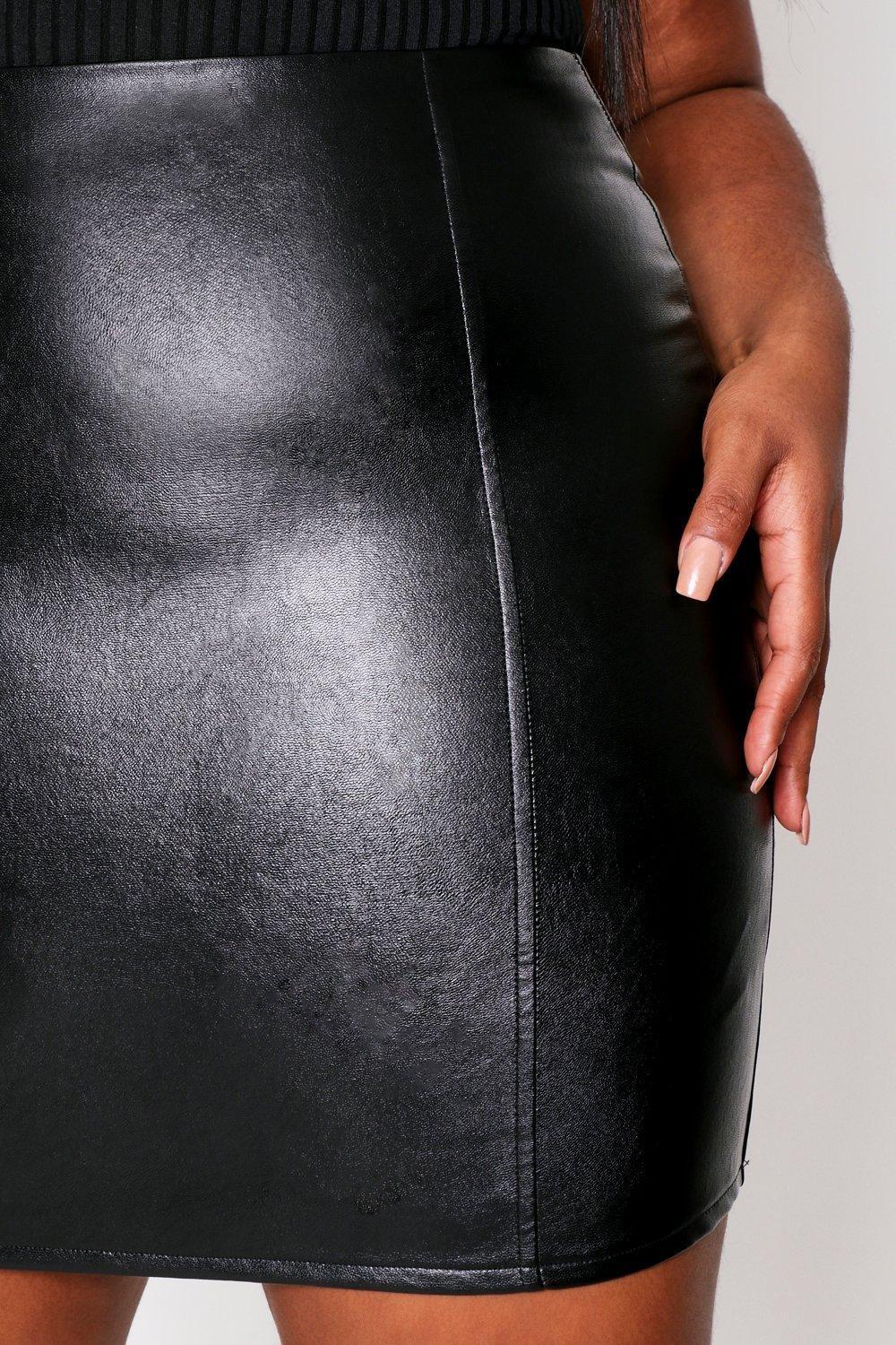 Seam Detail Faux Leather Skirt boohoo NZ