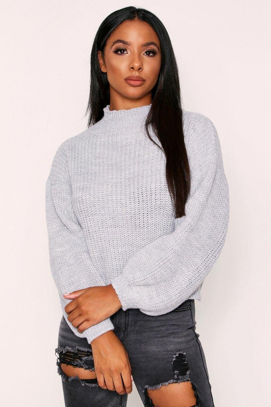 Balloon Sleeve Knitted Jumper image number 1