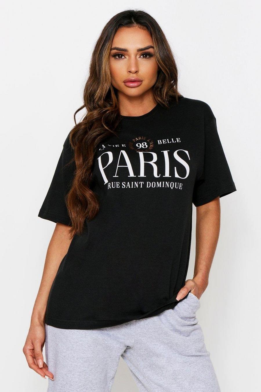 T-Shirt mit „Paris“ Folienprint., Schwarz noir image number 1