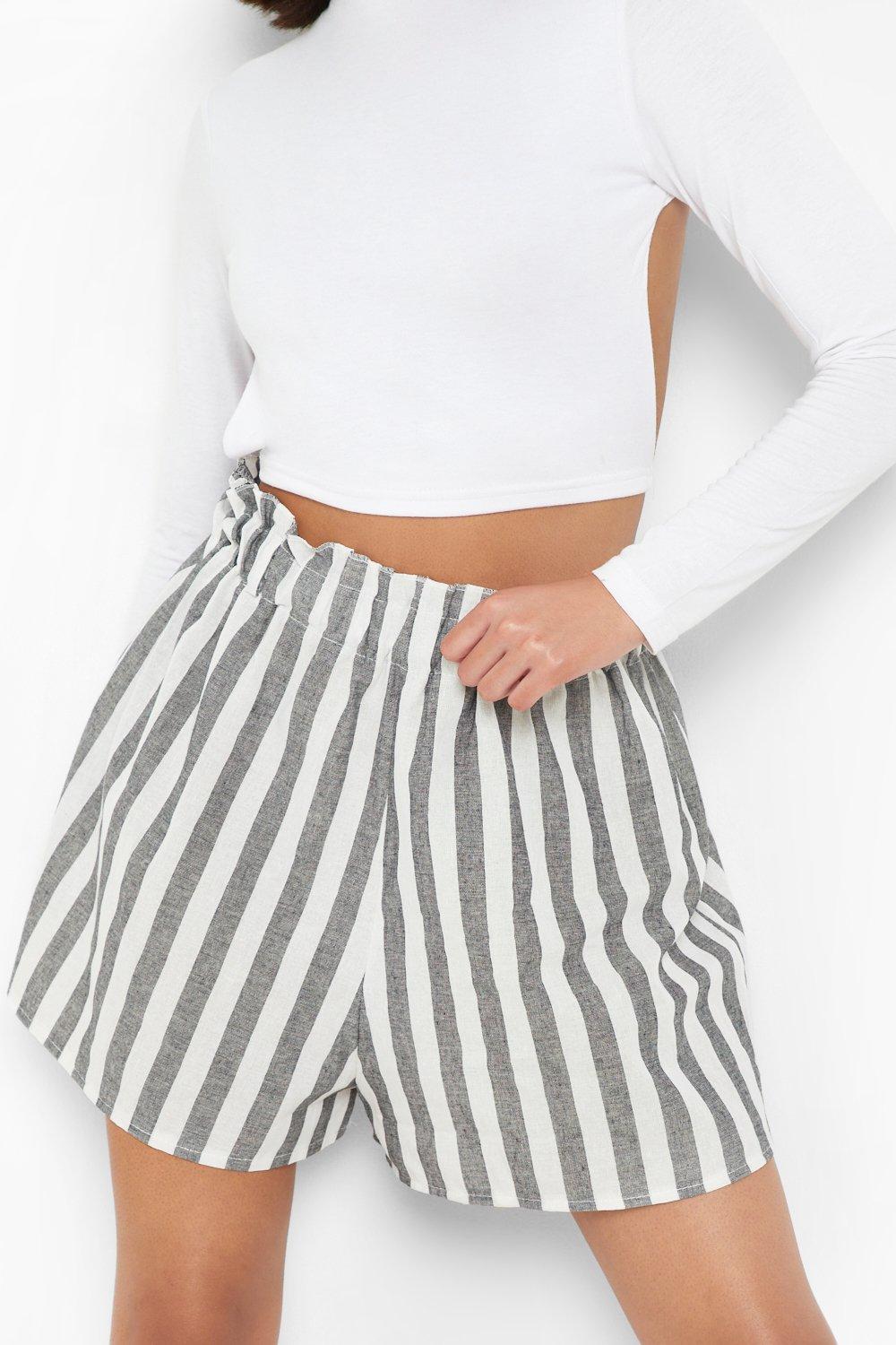 High waisted black and white best sale striped shorts