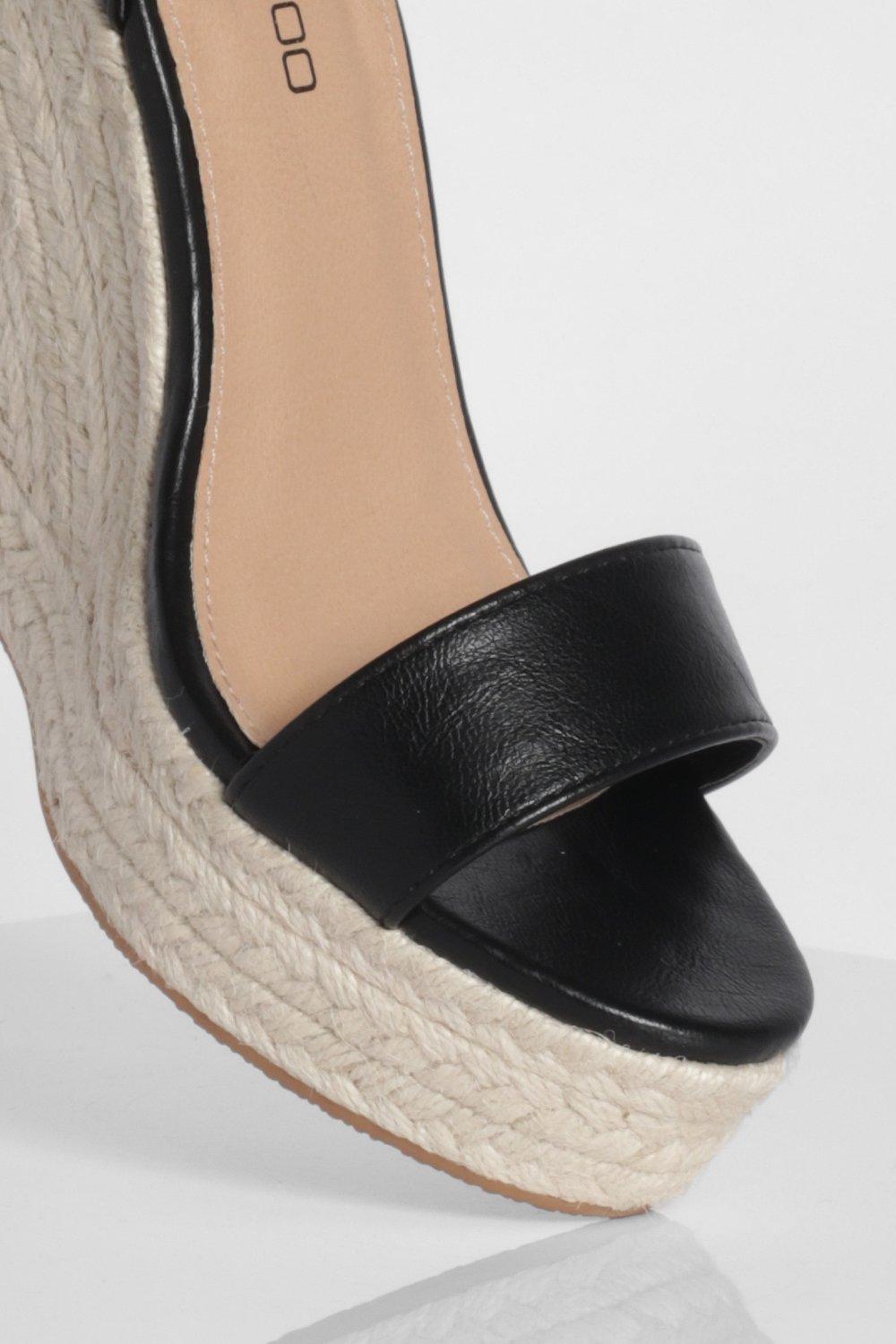 wide fit black espadrille wedges