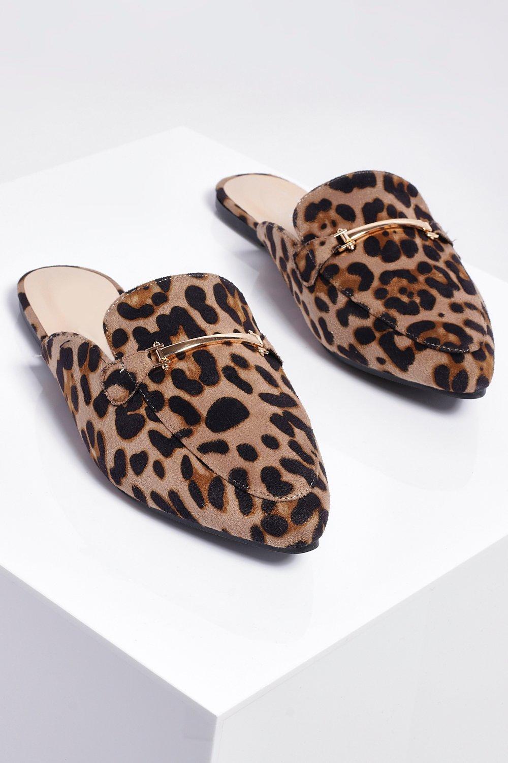 leopard pointed mules