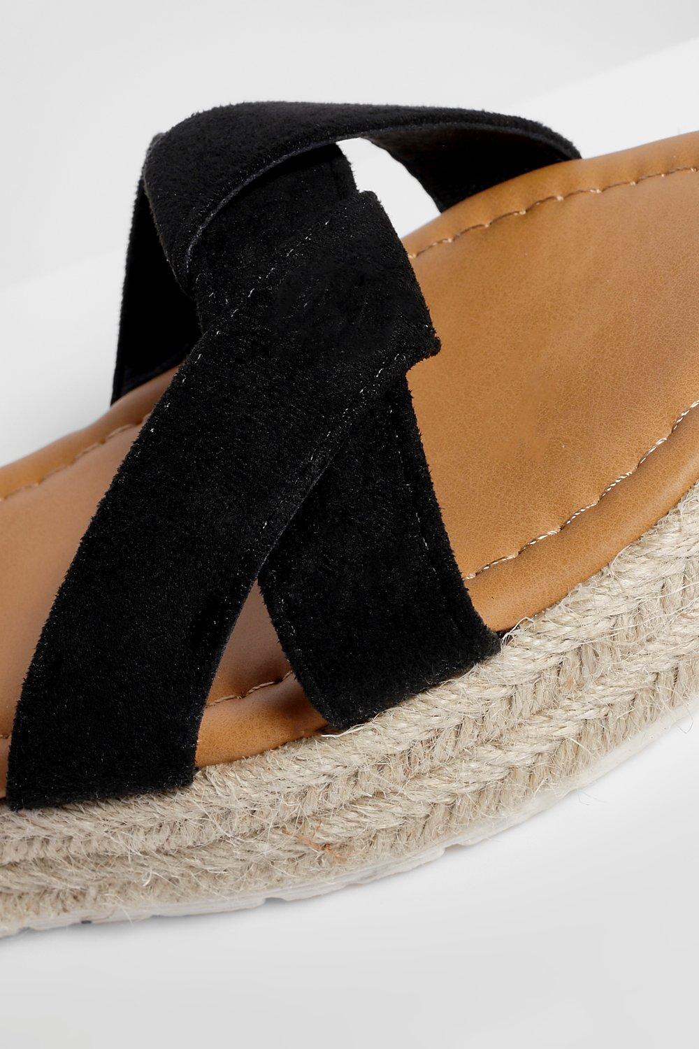 Sandalias Flatform planas estilo alpargata cruzadas por delante de